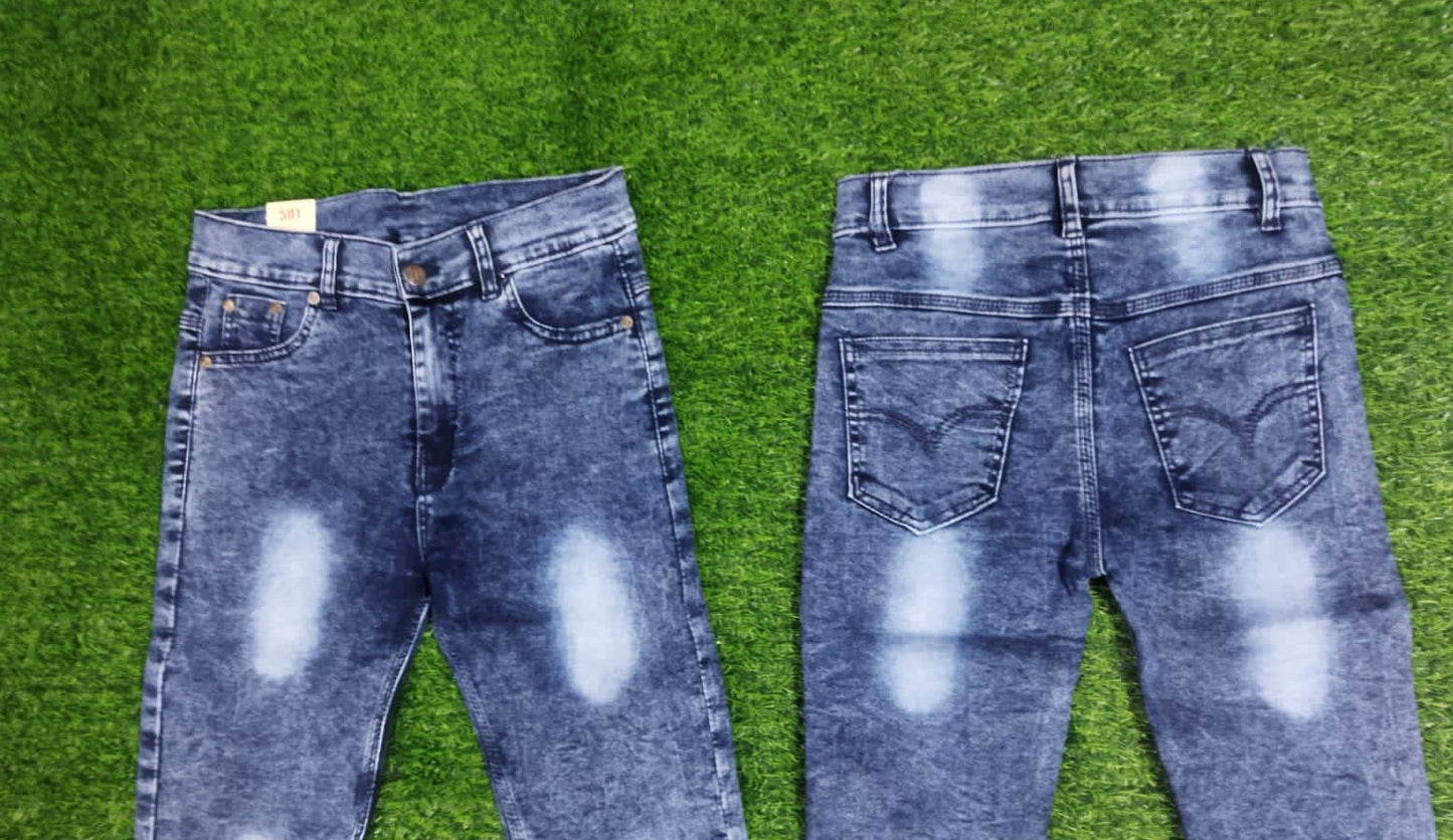 Stone-Washed Stretch Denim Jeans