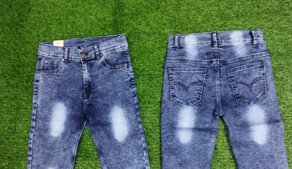 Stone-Washed Stretch Denim Jeans