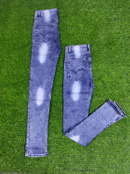 Stone-Washed Stretch Denim Jeans
