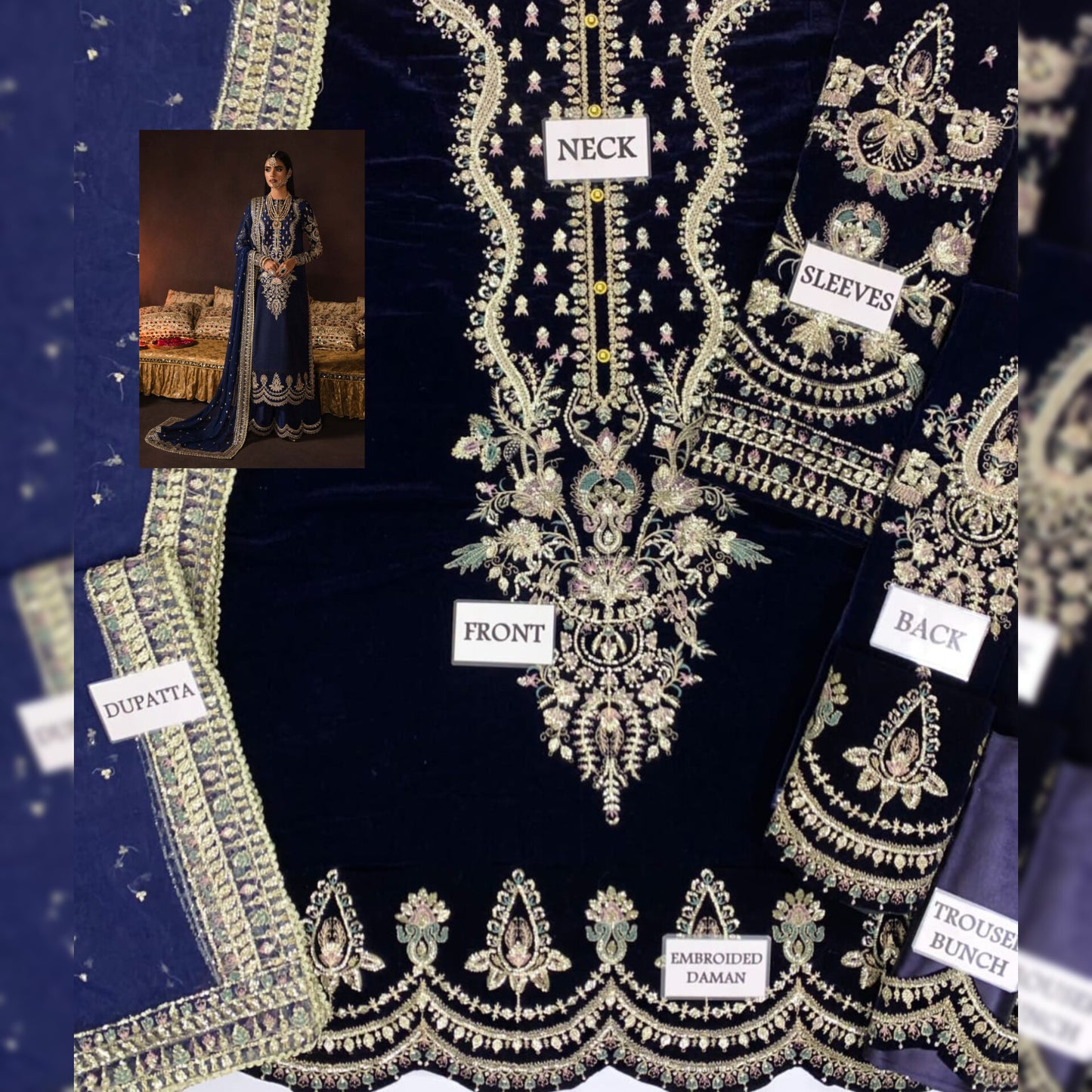 Afrozeh Velvet Fancy