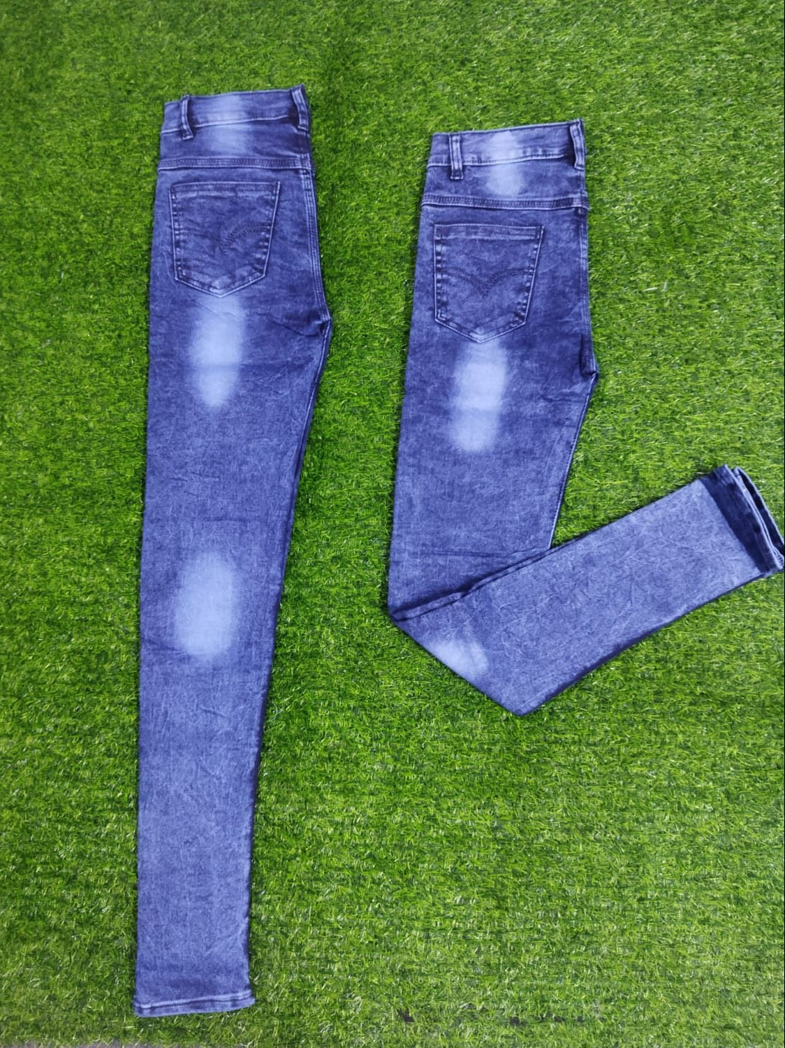 Stone-Washed Stretch Denim Jeans