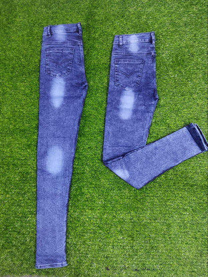 Stone-Washed Stretch Denim Jeans