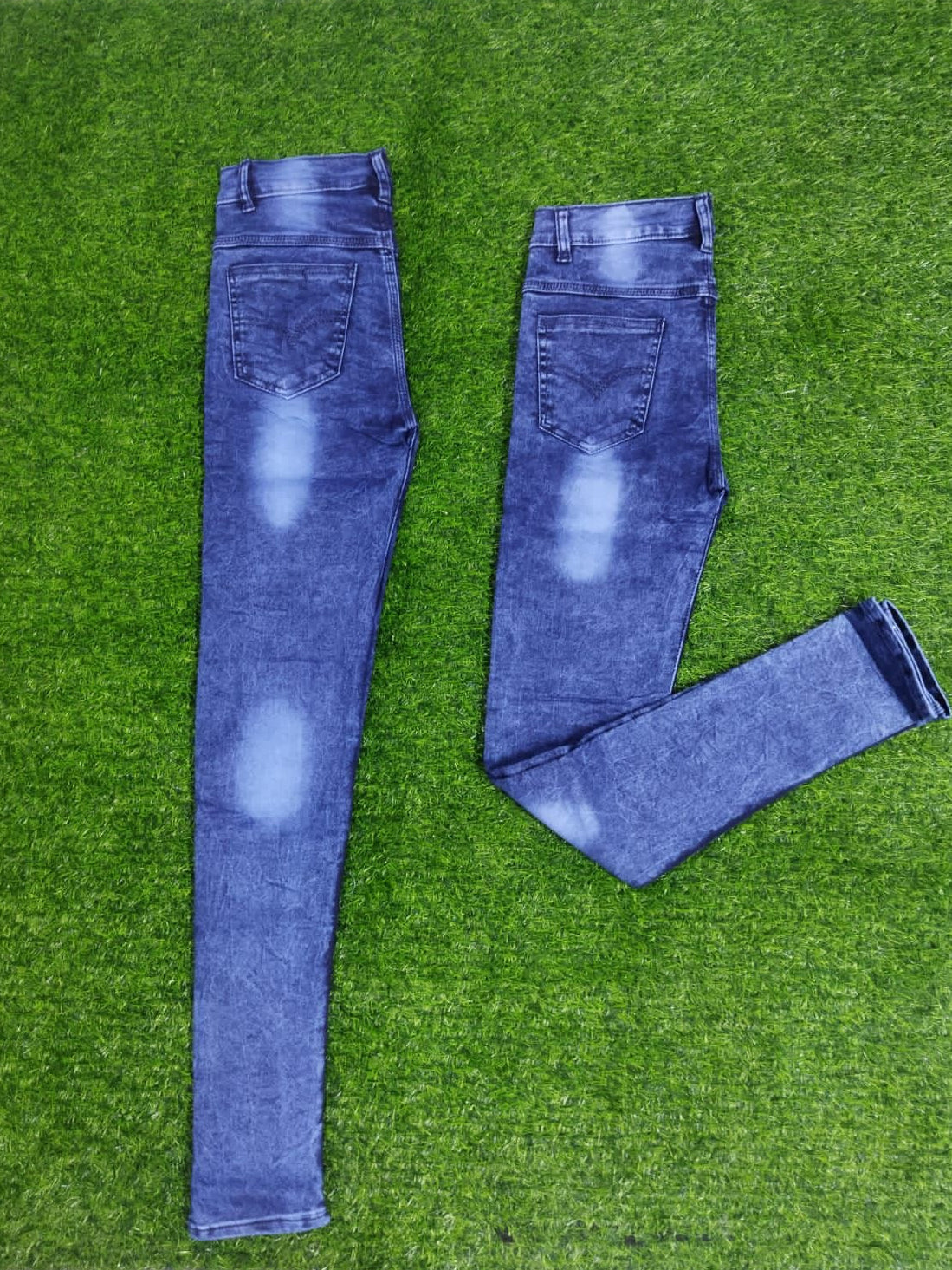 Stone-Washed Stretch Denim Jeans