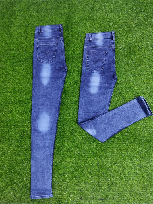 Stone-Washed Stretch Denim Jeans