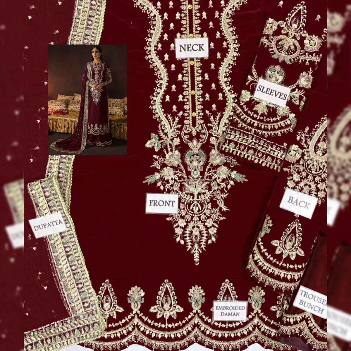 Afrozeh Velvet Fancy