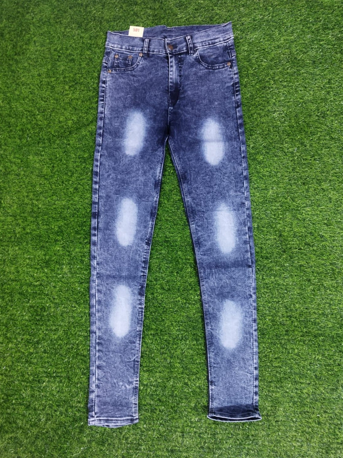 Stone-Washed Stretch Denim Jeans