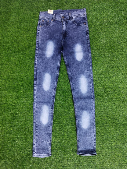 Stone-Washed Stretch Denim Jeans