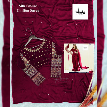 Stitch Chiffon Saree Fancy